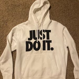 Nike mens white/black fleece Just Do It hoodie
